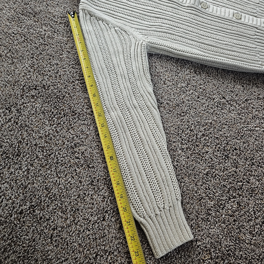 L.L. Bean Light Gray Ribbed Button-Front Cardigan - Picture 5 of 7